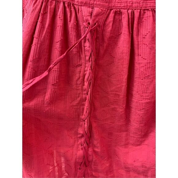 Anthropologie Pilcro Women's Coral Textured Lace Up Button Up Shirt Medium - Picture 8 of 12